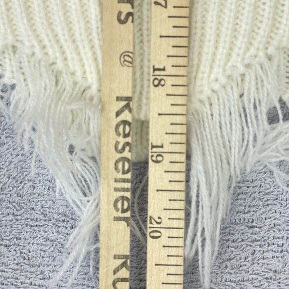 Just Polly NY Teddy Bear Sweater Women's Medium V-Neck Fray Frilly Knit - Picture 8 of 14